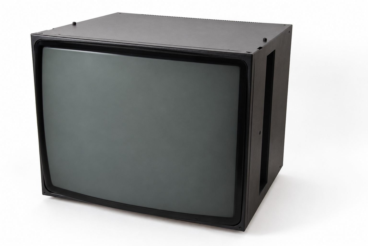 Monitor CRT Hantarex negro, vista frontal, con la pantalla apagada